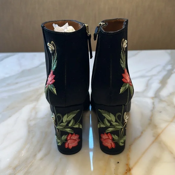 Aquazzura Embroidered Satin Booties - Picture 6 of 10